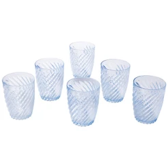 Jogo de Copos 6 Peças Twist Azul Plástico Mesa Posta 300 ml Plasútil