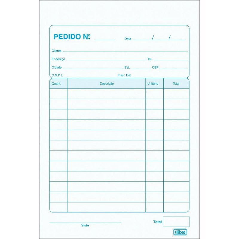 Impresso Talão de Pedido 1/32 1 Via 50 Folhas Pacote com 20