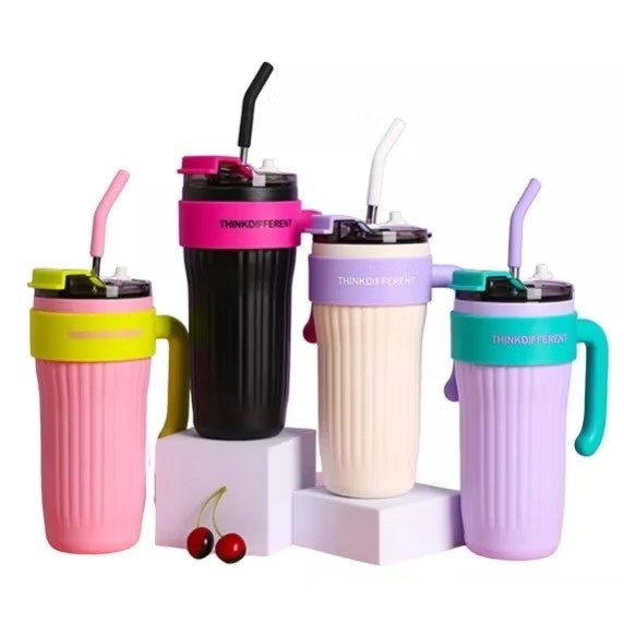 Caneca Copo Térmico 800ml Aço Inox Com Tampa com Canudo E Alça