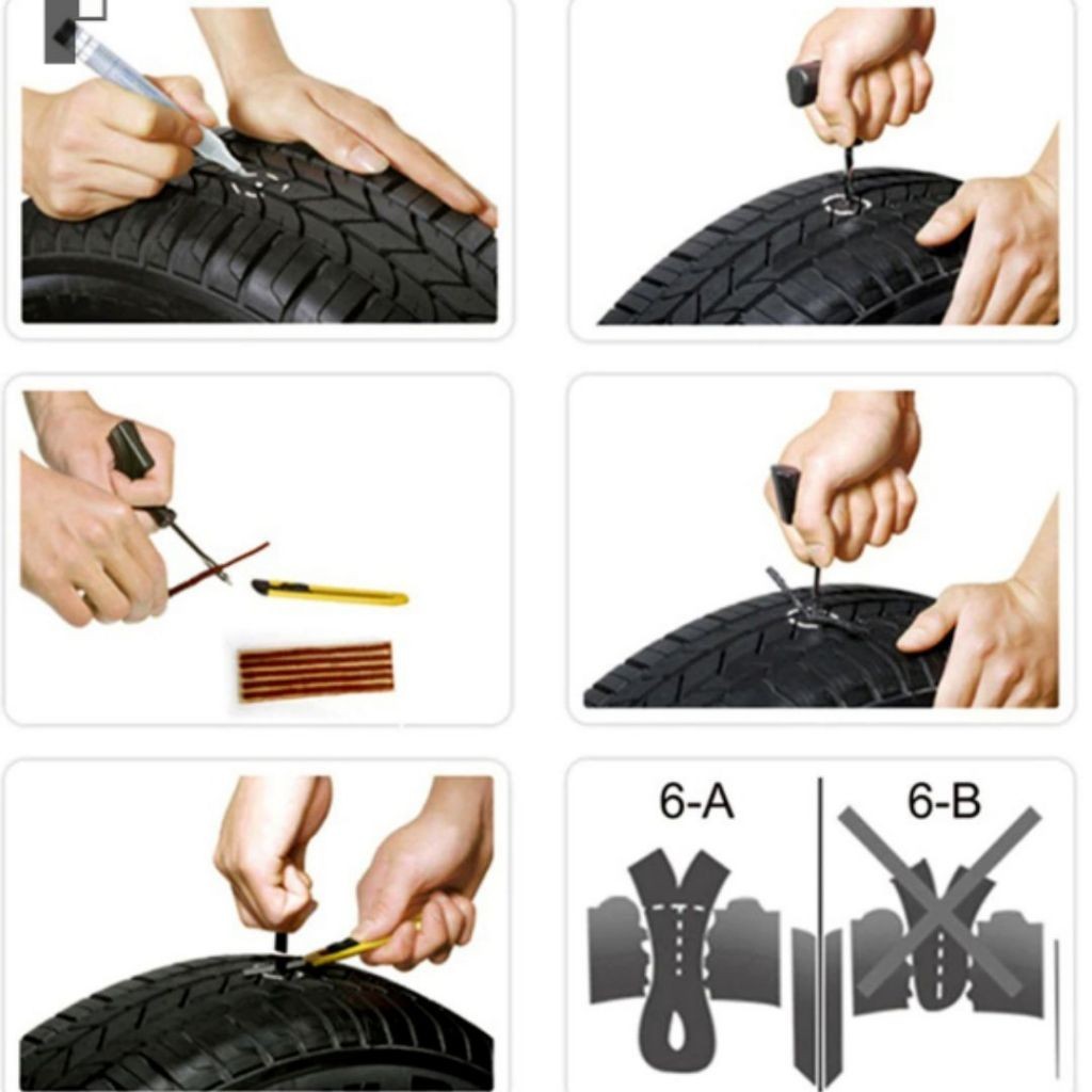 Reparo Pneu Profissional 10 a 13 Peças Completa Para Reparo de Pneu de Moto e Carros - Alta Qualidade