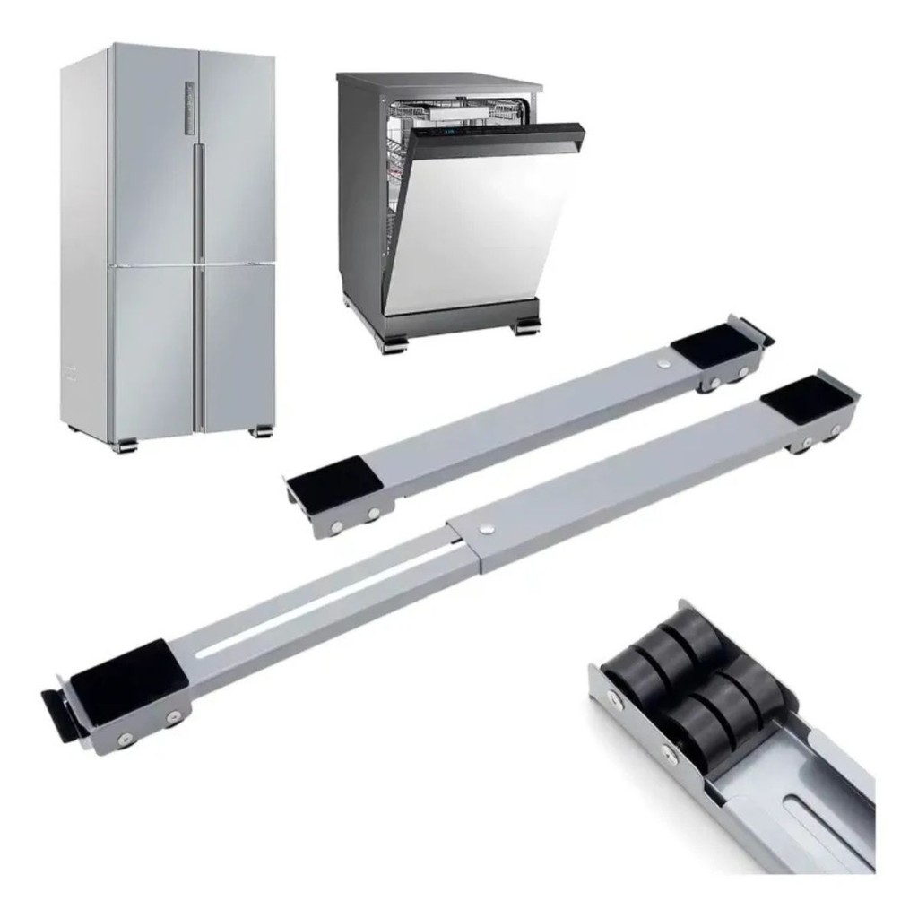 Base Suporte Com Rodinha Para Geladeira Fogão Máquina De Lavar Base Carrinho até 200kg Ajustavel