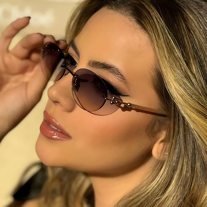 Óculos De Sol Femininos , Ovais Sem Aro De metal Da Moda Masculina E Feminina em Oferta na Shopee