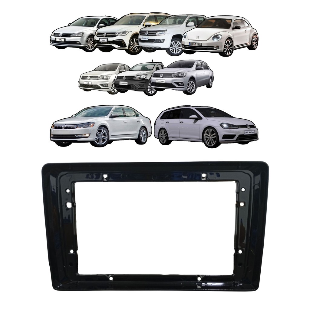 Moldura de Acabamento FIAMON Painel 9 Polegadas Tiguan Passat Jetta Fusca Central Multimidia