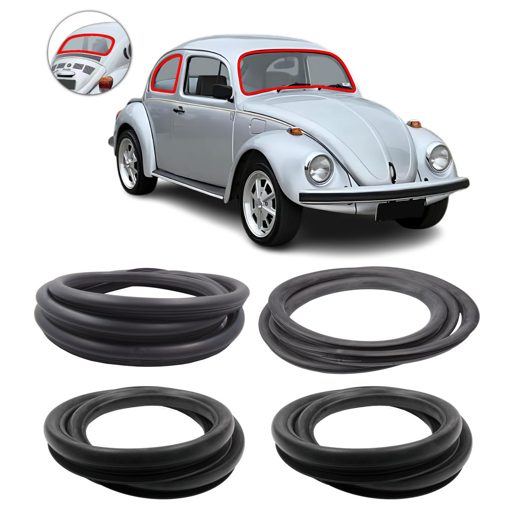 Kit Borracha Parabrisa Janela e Vigia Vw Fusca 1967 a 1996 Borrachauto