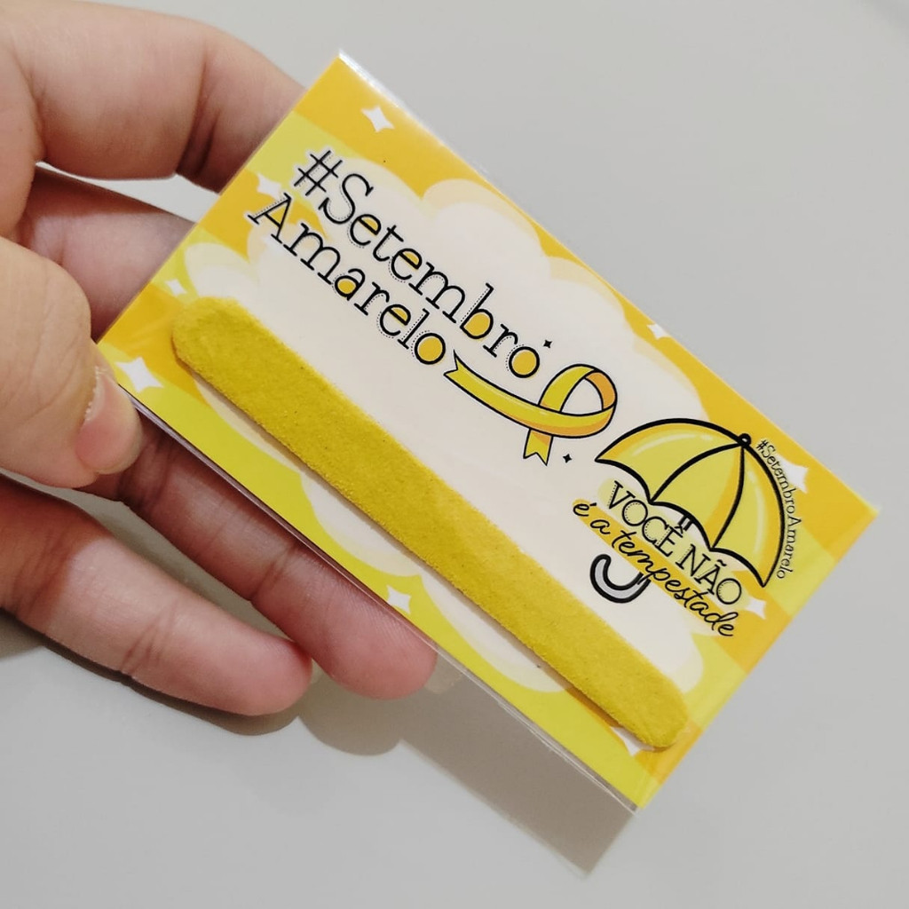 100 cards com lixa para  mimo ao cliente ou paciente  setembro amarelo