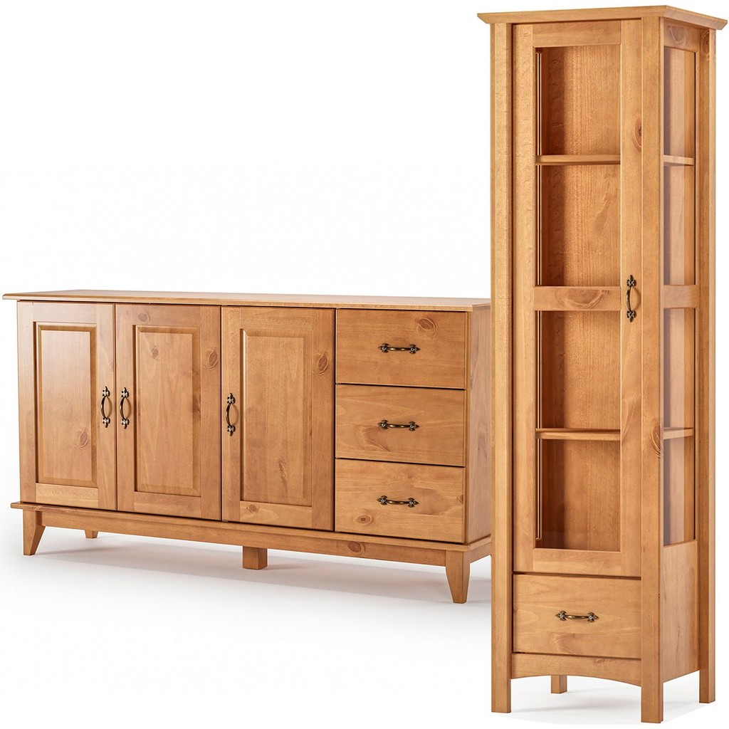 Buffet Aparador 156 cm e Cristaleira 1 Porta de Vidro Bella Carvalho Fosco