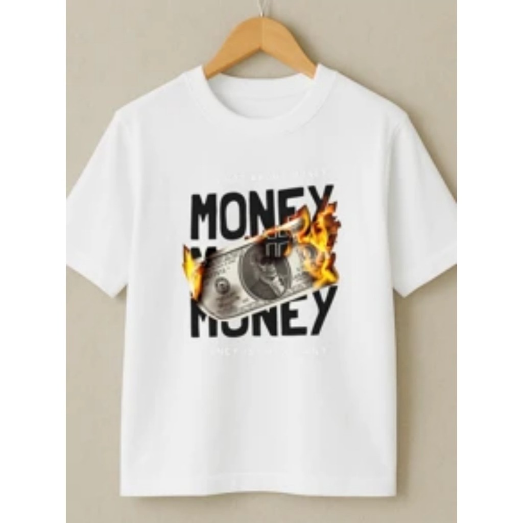 Bonito Camiseta Estampada Money Dia a Dia Academia 100% Algodão Confortável Ótimo Caimento Plus Size