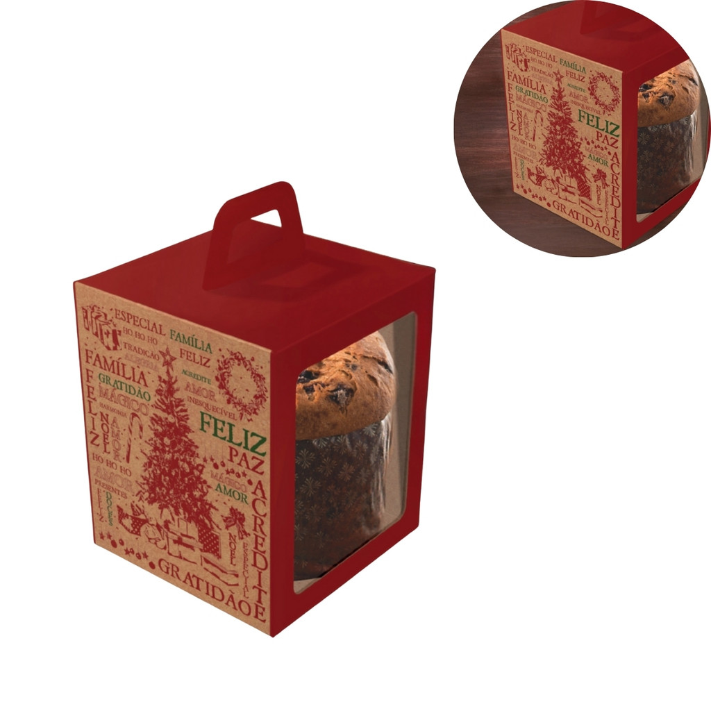 10 CAIXA MINI PANETONE C/ VISOR E ALCA 10X10X12 - NATAL ESSENCIA 5643 (NATAL 2025 IDEIA) (CHOCO)
