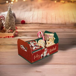 10 CESTA NATAL CAIXOTE M 22X14X12 - NOEL 5732 (NATAL 2025 IDEIA) (CHOCO)