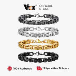 Vnox Link Chain Byzantine Pulseira De Aço Inoxidável À Prova D'água Simples Corrente De Moda Masculina Joias Presentes