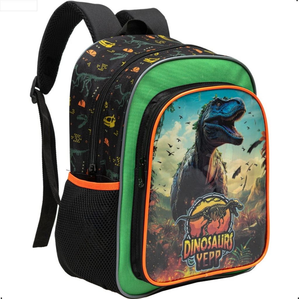 Mochila Escolar Infantil 13 Polegadas Dinossauro Menino Reforçada Resistente Ideal Para Escola