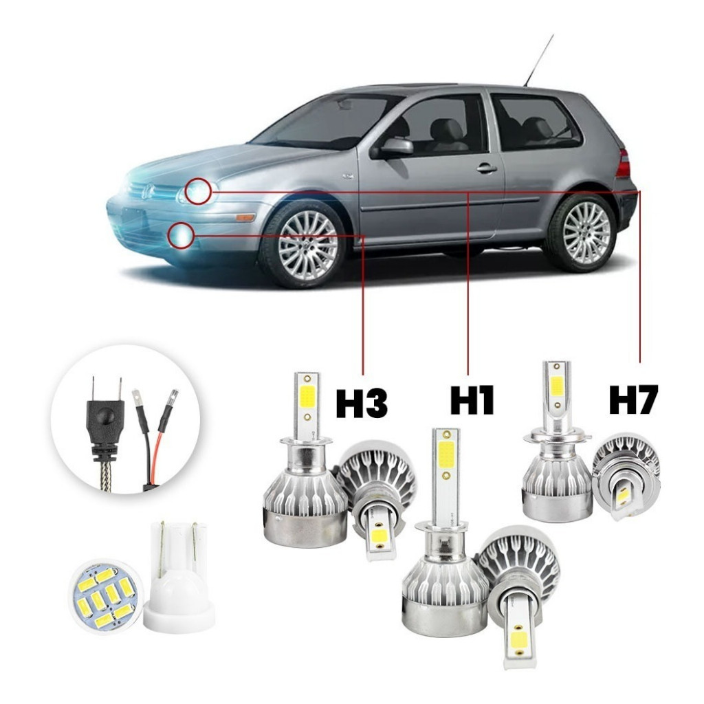 Lampadas Led Volkswagen Golf 1999 A 2006 H3 H1 H7 20000lm em Oferta na Shopee