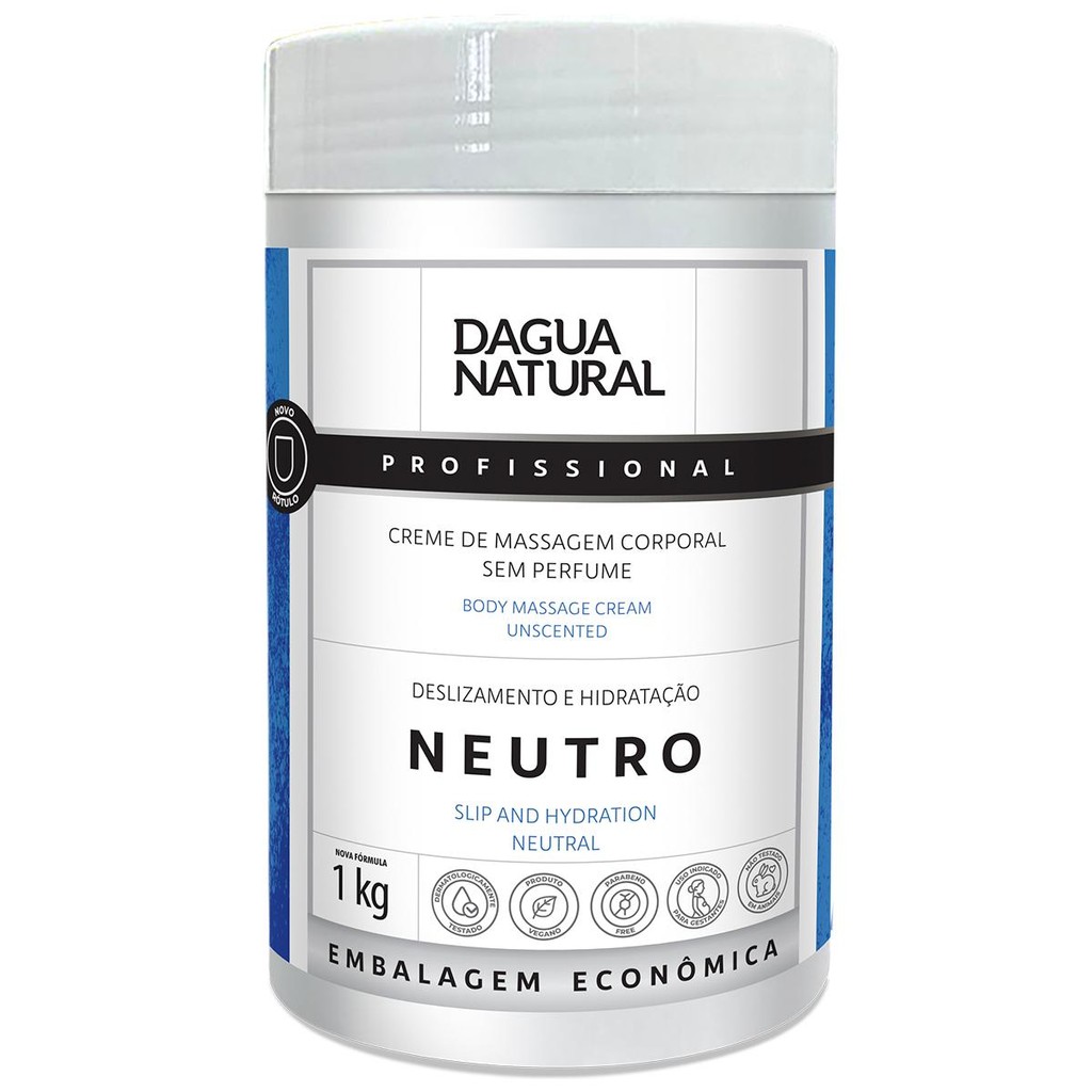 Pote Creme De Massagem Corporal Hidratante Dagua Natural Neutro 1kg Sem Perfume Hidratação
