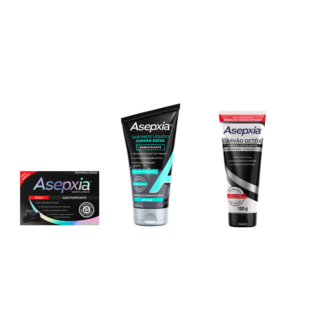Kit Asepxia Carvão Detox em Oferta na Shopee