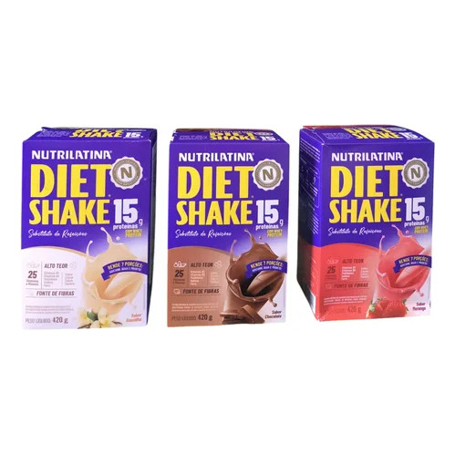 Kit 3 Diet Shake 420g-morango, Chocolate, Baunilha Nutrilati em Oferta na Shopee