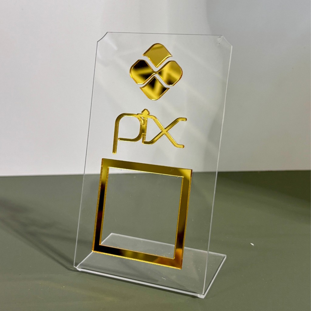 Placa PIX Display de mesa Acrílico Espelhado para Pagamento – Display QR Code em Oferta na Shopee