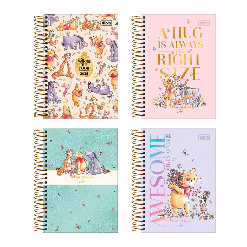 Agenda espiral diária Pooh 2025 Tilibra - Stationery