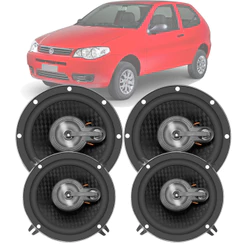 KIT PAR ALTO-FALANTES 5 POLEGADAS + PAR ALTO-FALANTES 6 POLEGADAS FIAT UNO WAY 1984/2018 FIAT PALIO 1996/2018 FORCE ONE