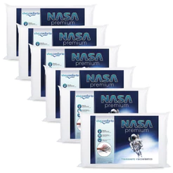 Kit 6 Travesseiros Nasa Viva Conforto Original Capa 100% Algodão Macio Hipoalergênico Altura 10cm