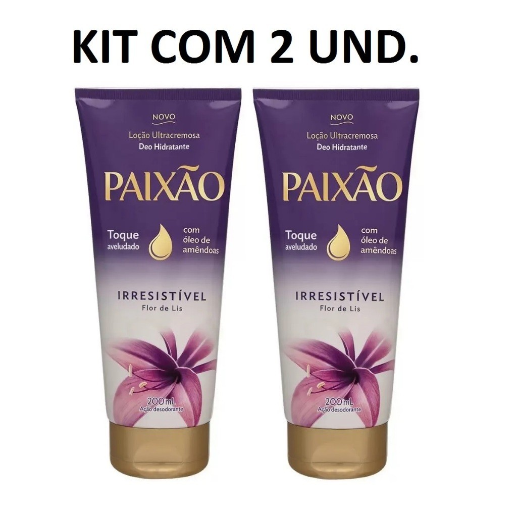 KIT COM 2 Loção Ultracremosa Deo Hidratante Paixão Irresistível Flor de Lis 200ml