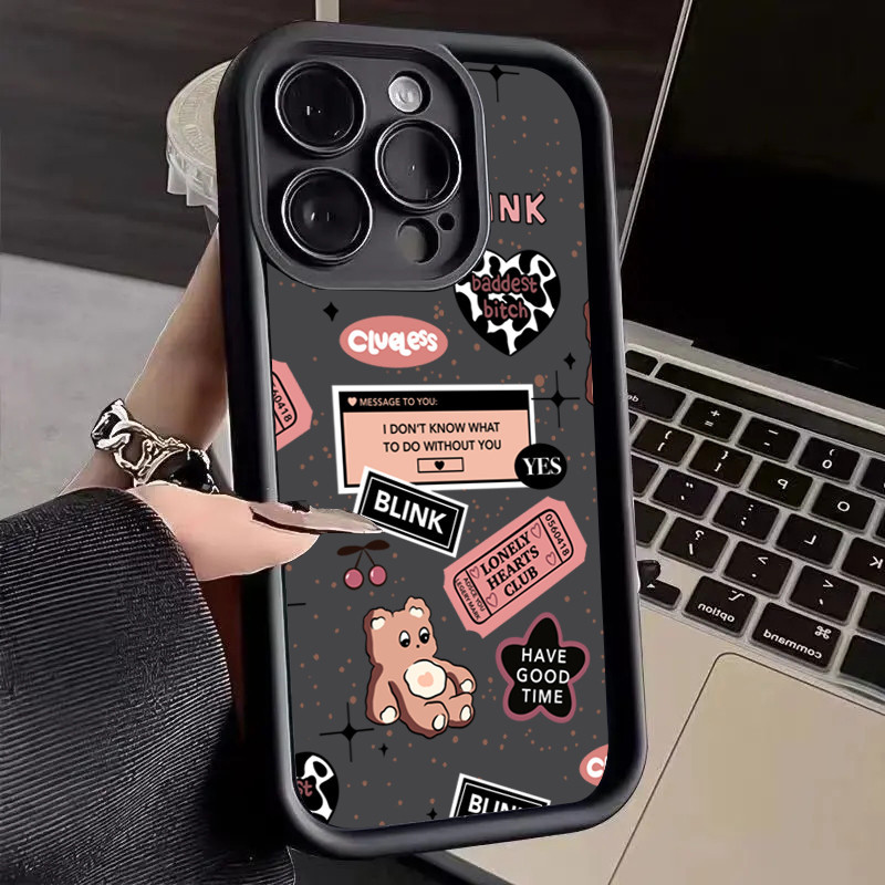 Samsung Capa De Silicone Macia À Prova De Choque Para O Ursinho De Doce Fofo A24 A35 A55 A54 A34 A14 A05 A15 A05S A33 A53 A52 A52S A32 A23 A51 Urso De Cerejas Fofo