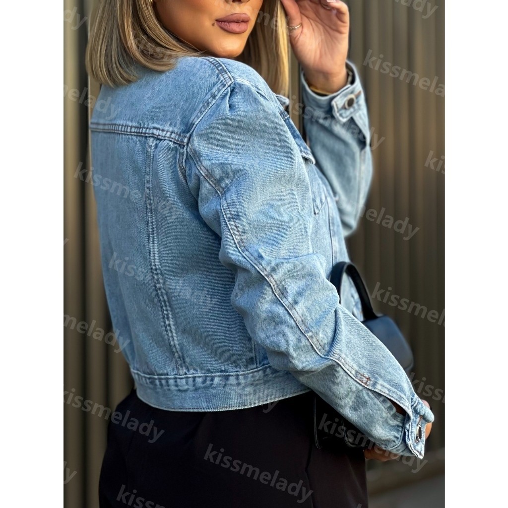 maisbonitomoda0033 jaqueta jeans feminina casaco blusa casaco bulsas feminina de frio manga longa