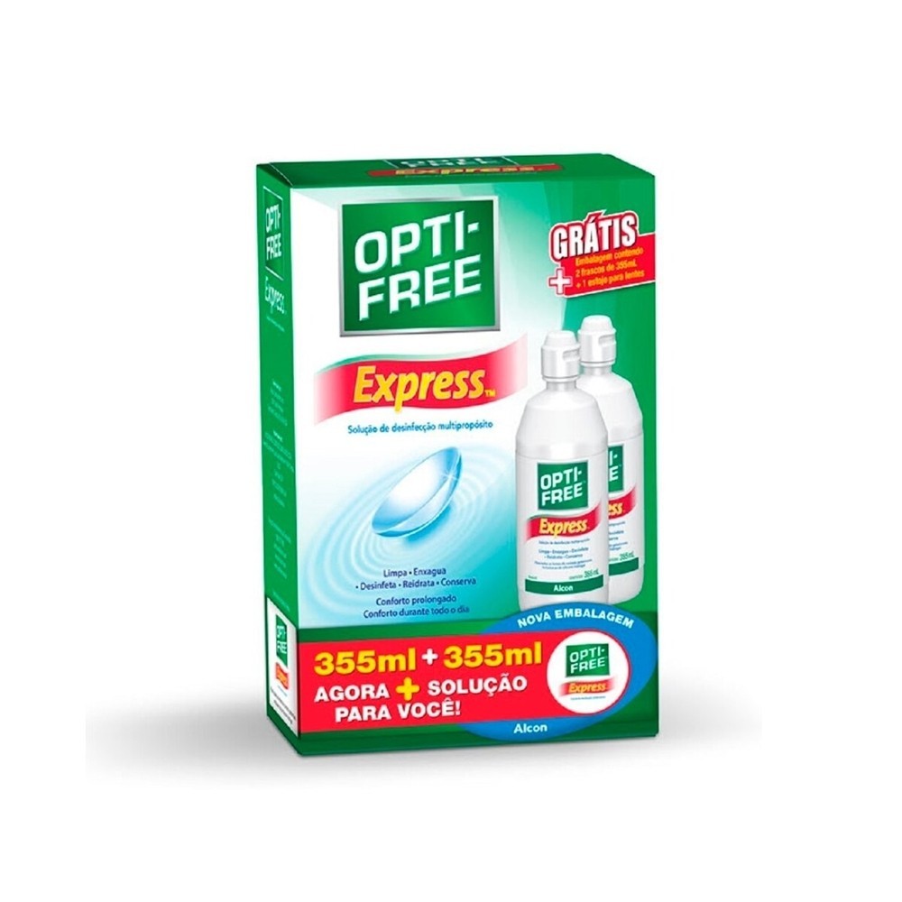 Opti-Free Express Solucao para Lentes 355ml Gratis 355ml + Estojo em Oferta na Shopee