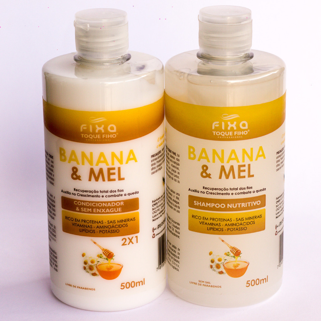 Kit Shampoo e Condicionador Banana e Mel 500ml Nutrição