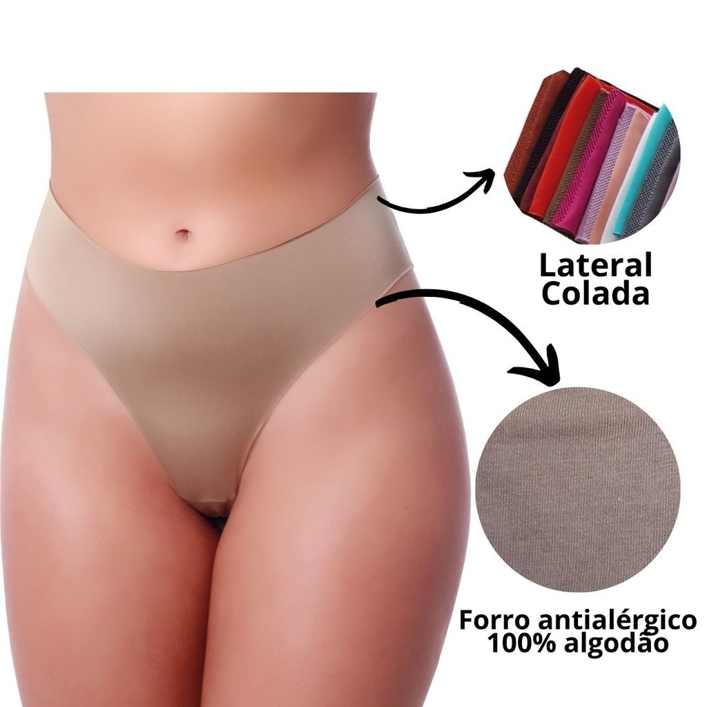 Kit 5 Calcinha Sem Costura Corte a Laser Tanga Não Marca - Tanga Roma