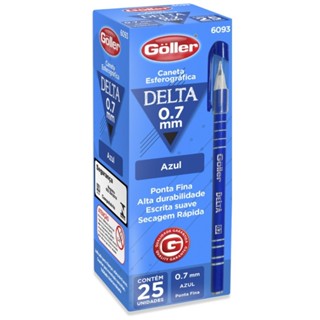 Caneta Esferográfica Delta Azul 0.7mm C/ 25 Unidades - Goller em Oferta na Shopee