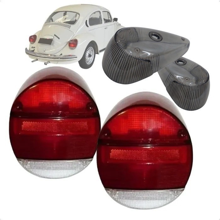 Kit Par Lente Lanterna Traseira Rubi + Par Lente Pisca Fumê Fusca Fafá