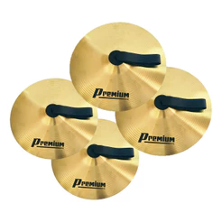 Kit 2 Pratos Par Fanfarra Marching Band Alloy 14 + Correia