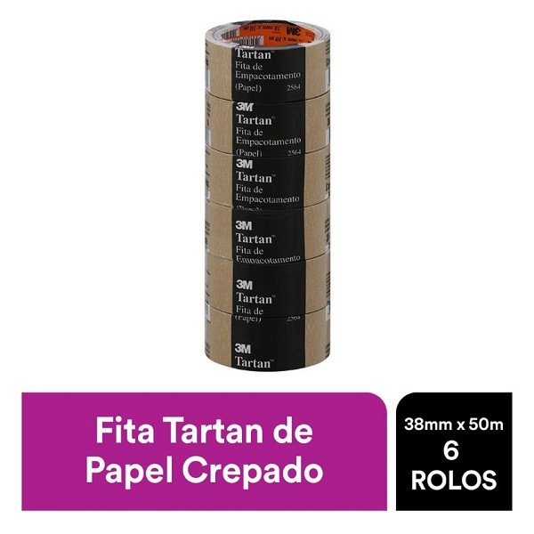 Kit 6 Fita de Empacotamento 3M Tartan 2564 38MM X 50M em Oferta na Shopee
