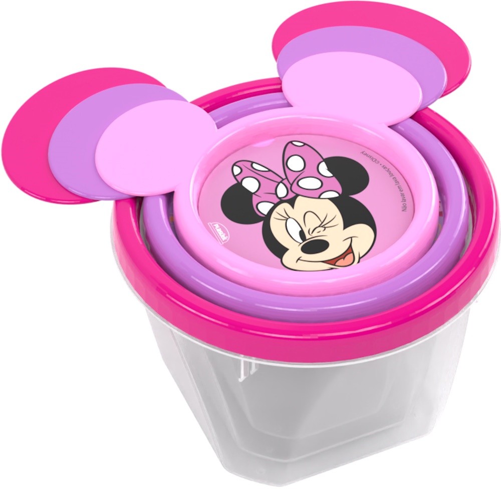Kit 3 Potes Minnie Plasutil Porta Lanche Infantil Escola em Oferta na Shopee