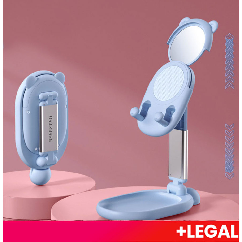 Suporte de mesa ajustável portátil dobrável para telefone e tablet com espelho
