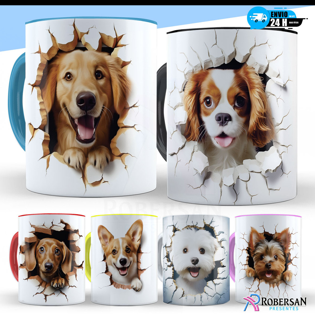 Caneca De Porcelana Personalizada Cachorro 3D Xícara Pet