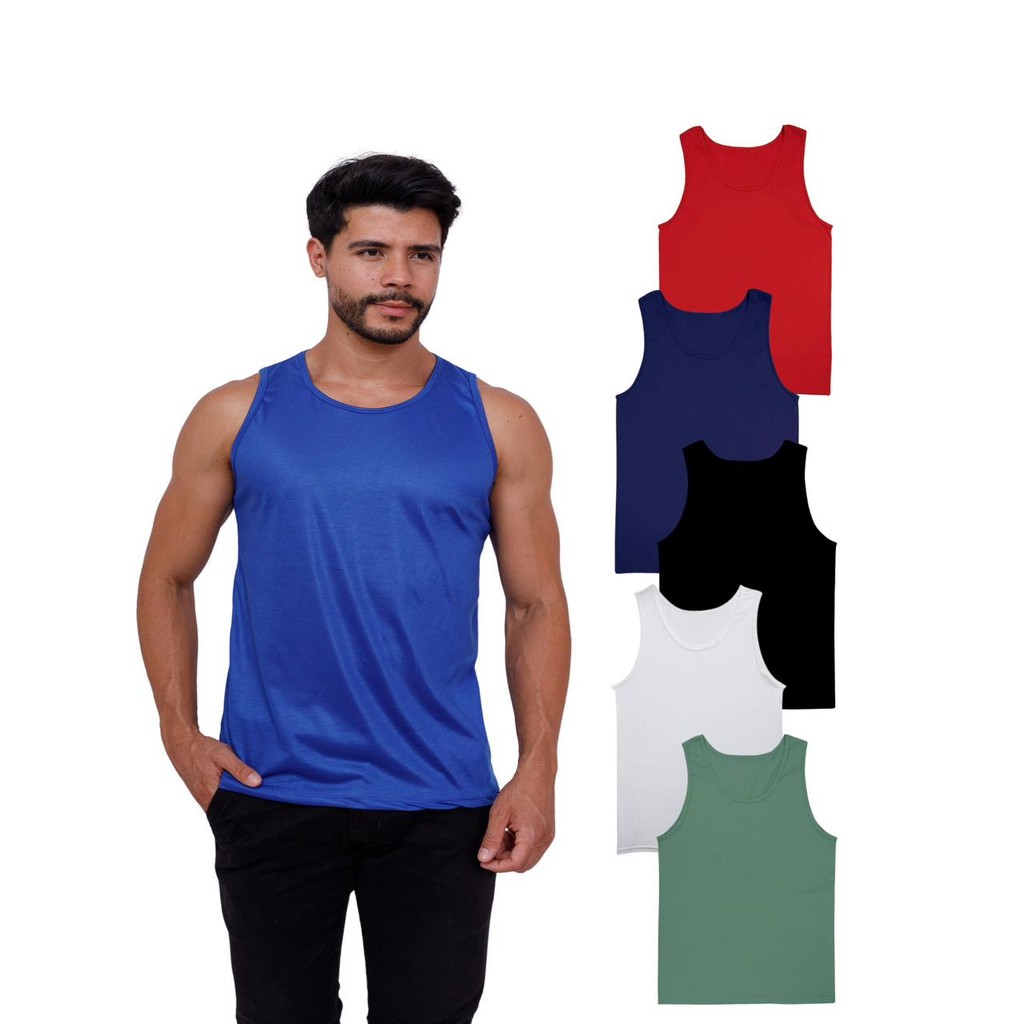 Kit Com 5 Camisetas Regatas Masculina 100% Poliéster