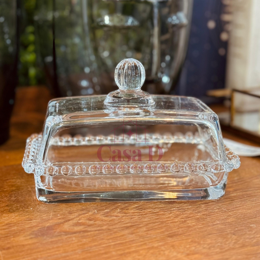 Manteigueira Manteguera Porta Manteiga de Cristal Pearl Bolinhas Wolff Transparente Grande...