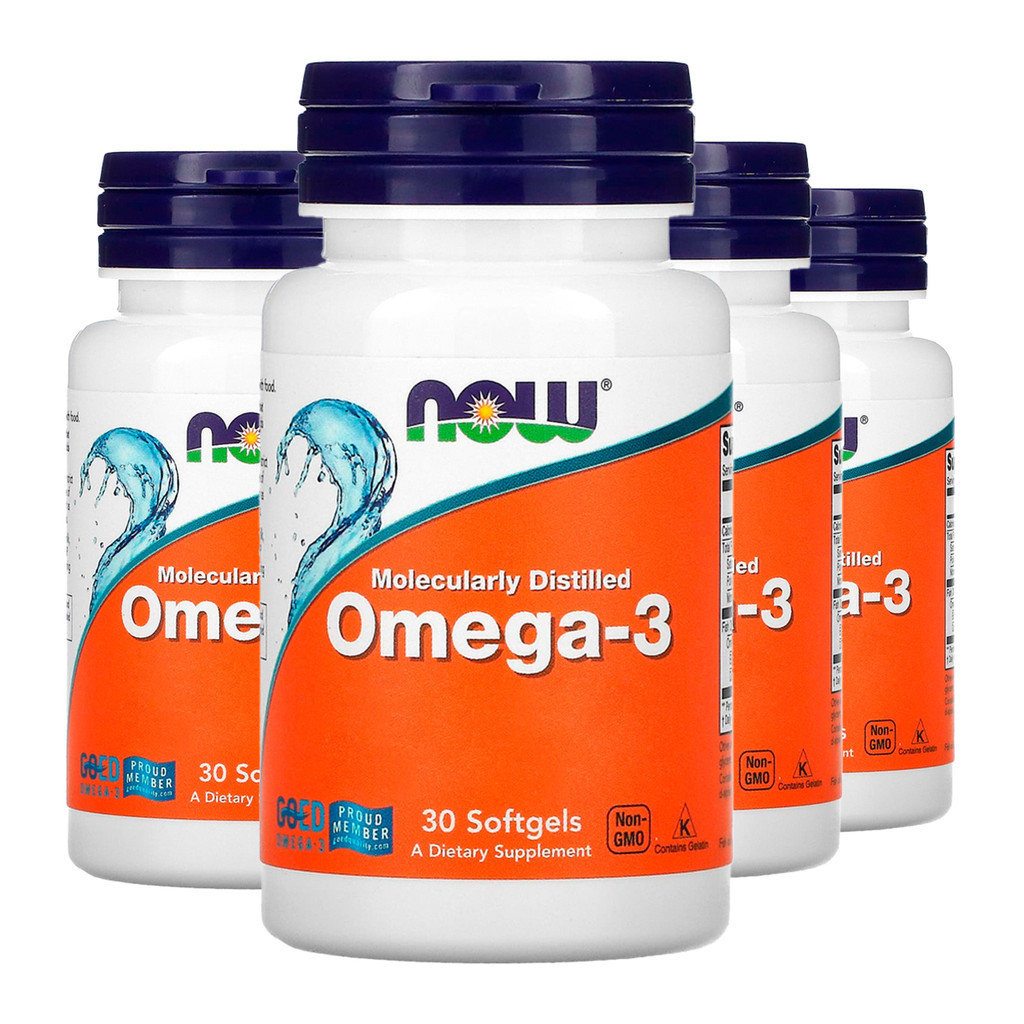 Kit 4x Ômega-3 Molecularmente Destilados Now Foods 30Softgels/Made in Usa - Health