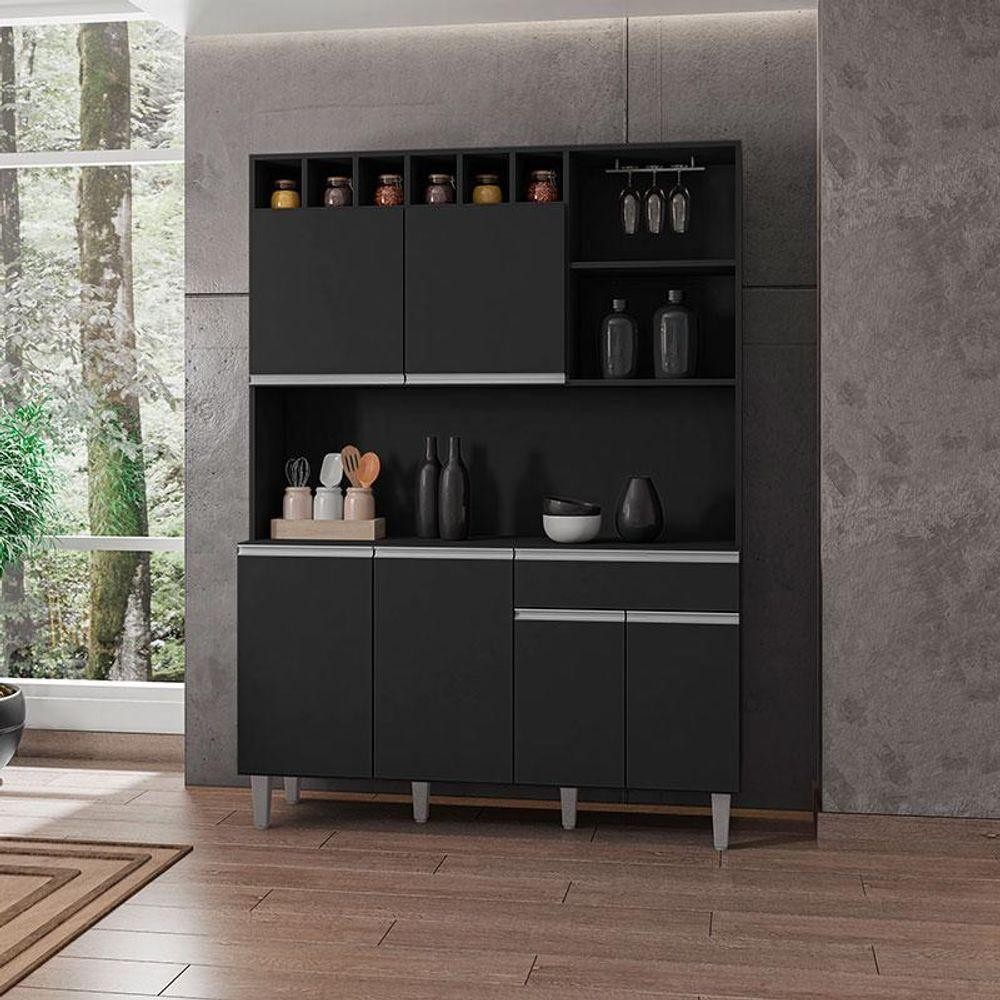Armário Para Cozinha Ambiente Kit Alice Preto Fosco - Ajl em Oferta na Shopee