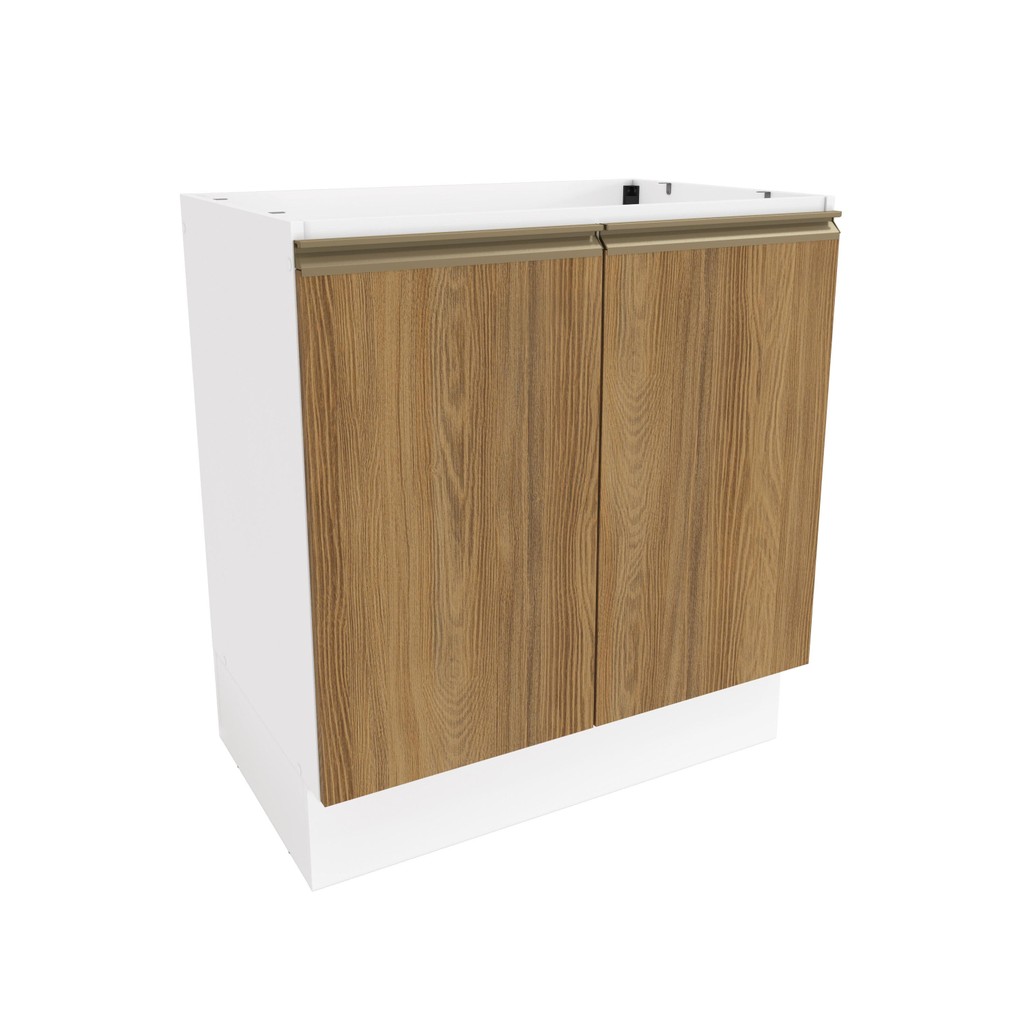 Balcão Celeste Kappesberg 100% MDF 2 Portas Branco/Nogueira 80cm em Oferta na Shopee