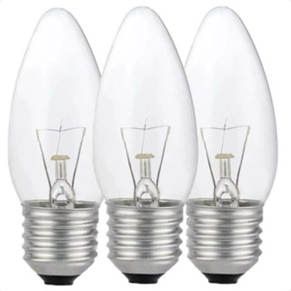 Kit 3 Lâmpadas Incandescente Taschibra Vela 25W E27 110v ou 220v em Oferta na Shopee