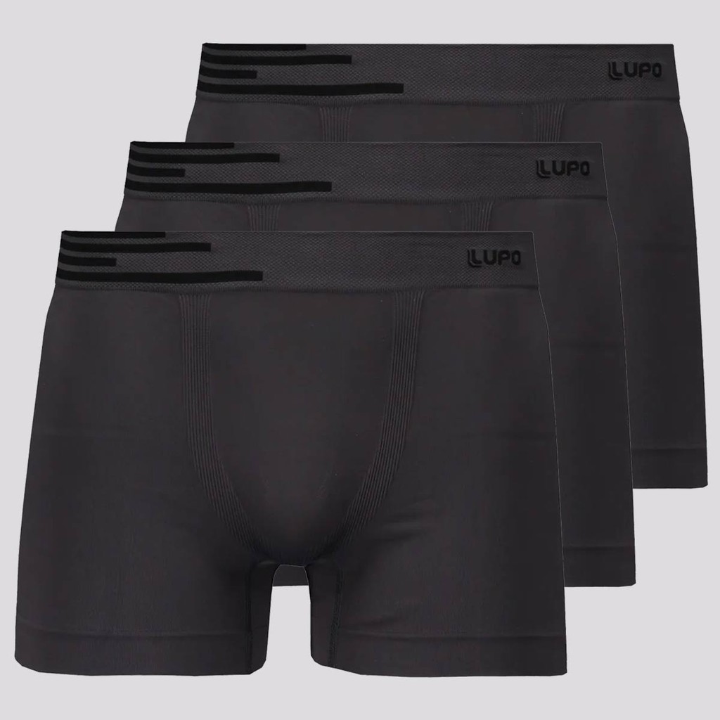 Kit 3 Cuecas Boxer Lupo Microfibra Sem Costura Cinza Escuro em Oferta na Shopee