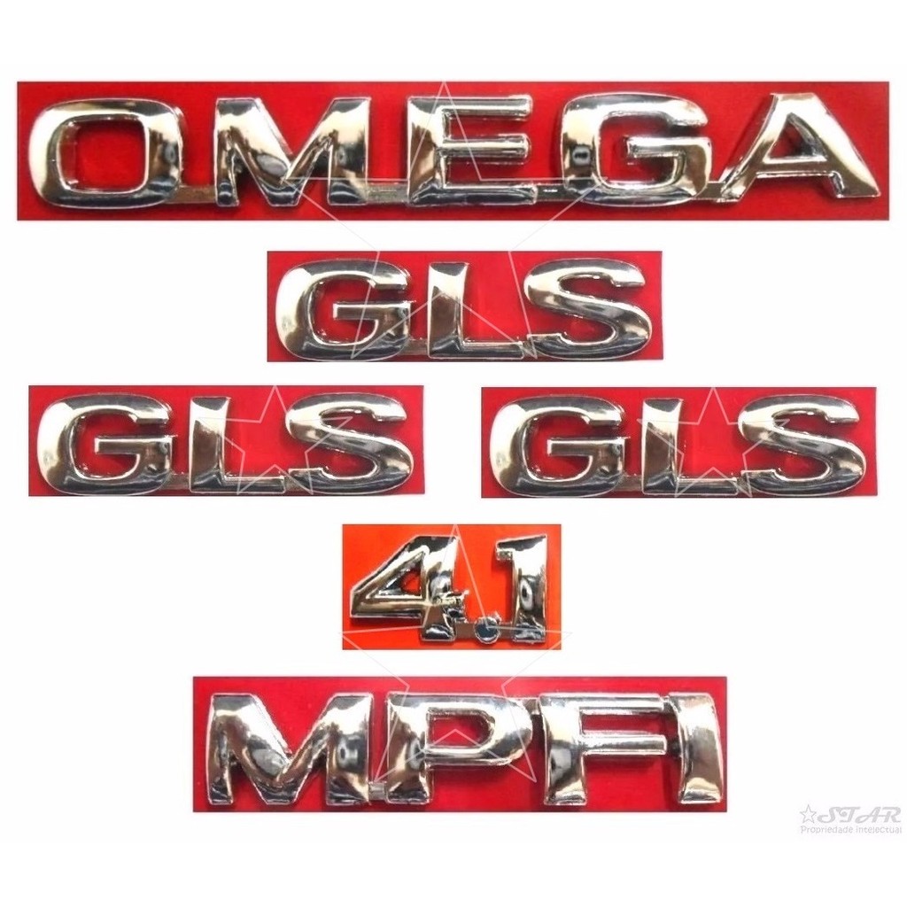 Emblemas Omega Gls 4.1 Mpfi + Laterais Gls - 1998