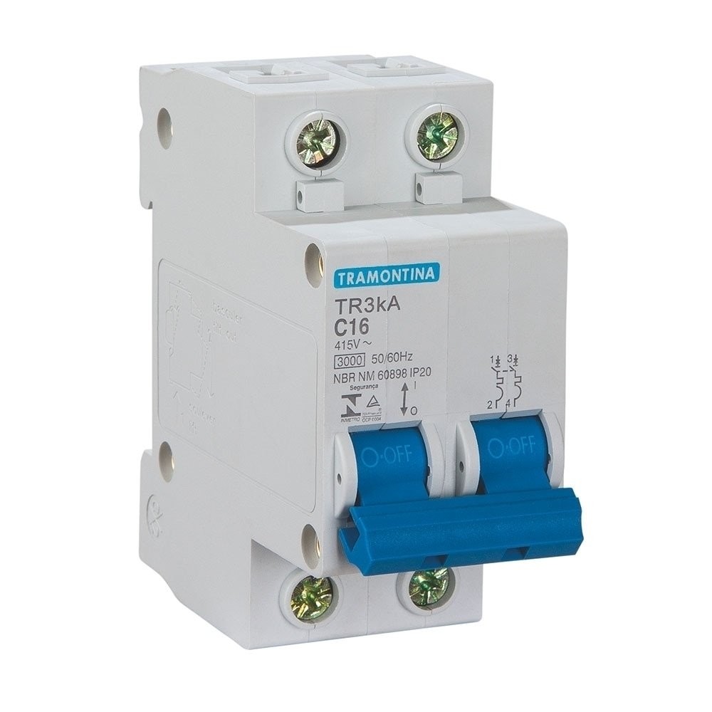 Disjuntor Tramontina DIN 2P 16A TR3KA Curva C Branco em Oferta na Shopee