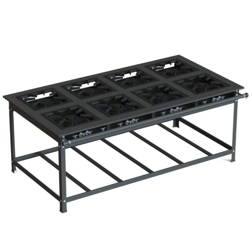 Fogão Industrial 40x40 P10 8 Bocas Baixa Pressão 4 QS 4 QD JS Martins
