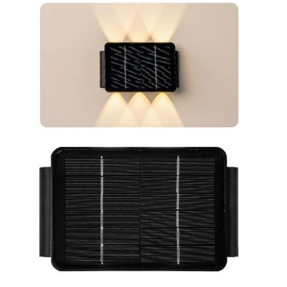 ARANDELA SOLAR LIA 100LM 3000K 6 FACHOS PRETA - G-LIGHT