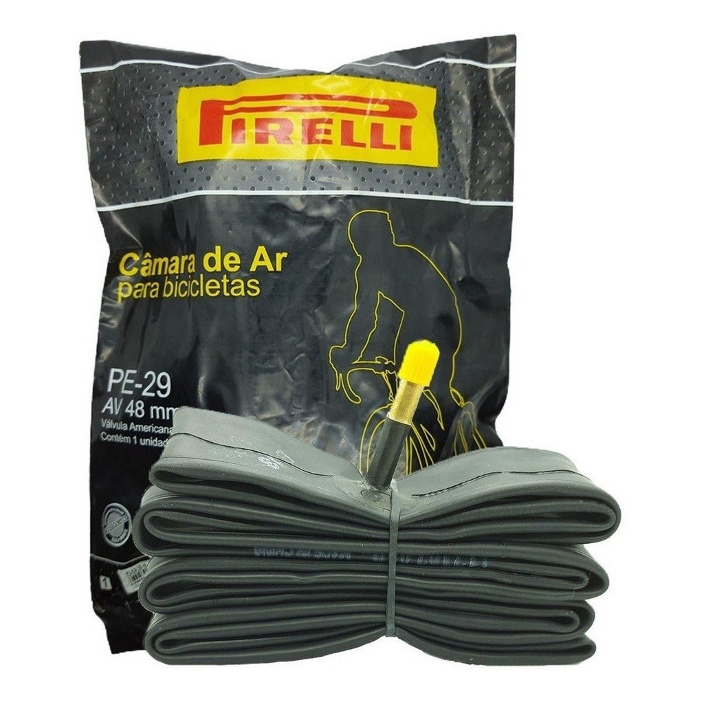 CÂMARA DE AR PIRELLI ARO 29 BICO GROSSO 48MM VÁLVULA LONGA PE-29 MTB RESISTENTE