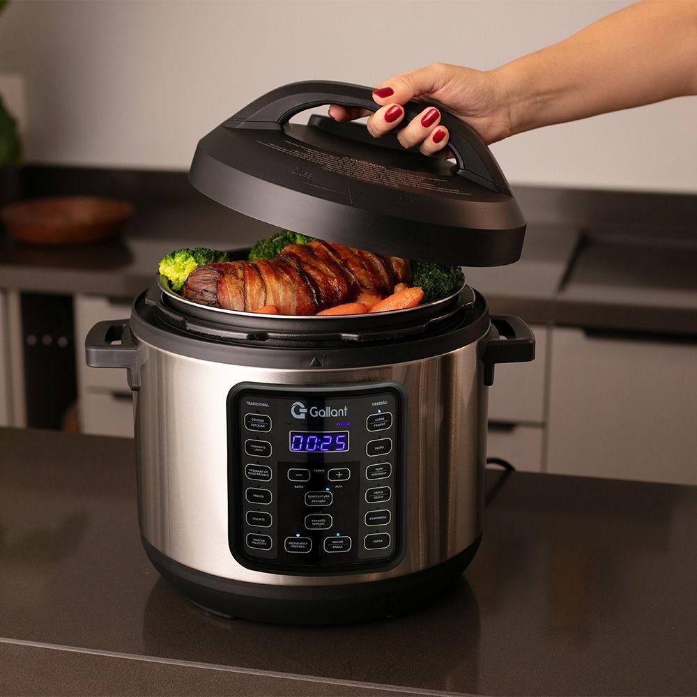 Panela de Pressão Elétrica Digital Gallant 6L GPP06 15 Funções Clique E Pronto Inox 1000W 127V em Oferta na Shopee