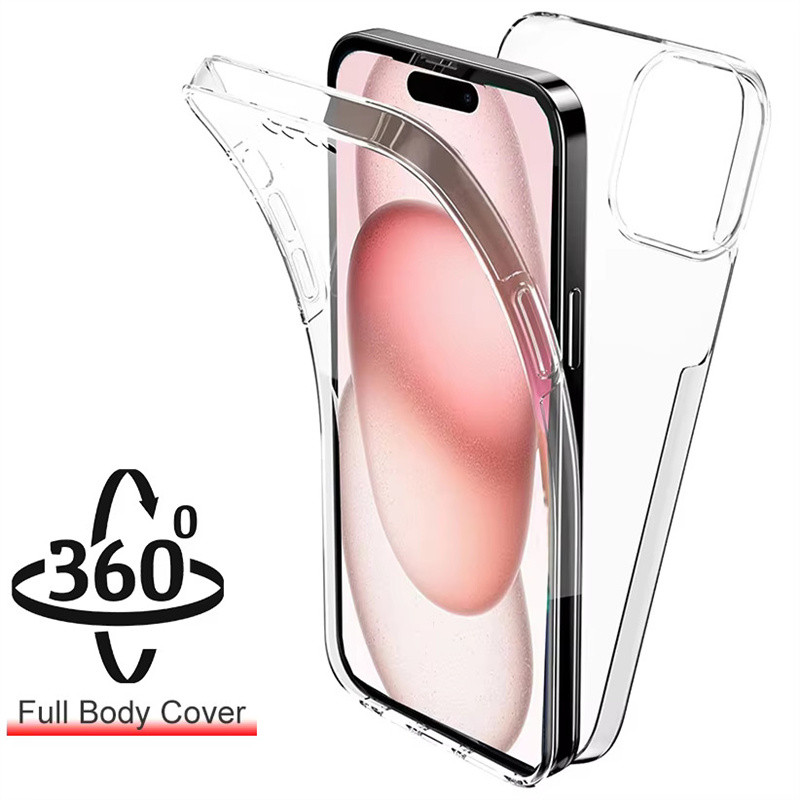 360 Corpo Inteiro Frente Traseira Caso Protetor Para iPhone 16 15 14 Plus 13 12 17 Pro Max Macio Duro Transparente Capa
